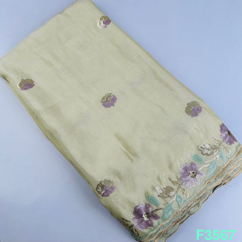 Dyeable Thread Sequins Work Shimmer Tissue Fabric-F3567